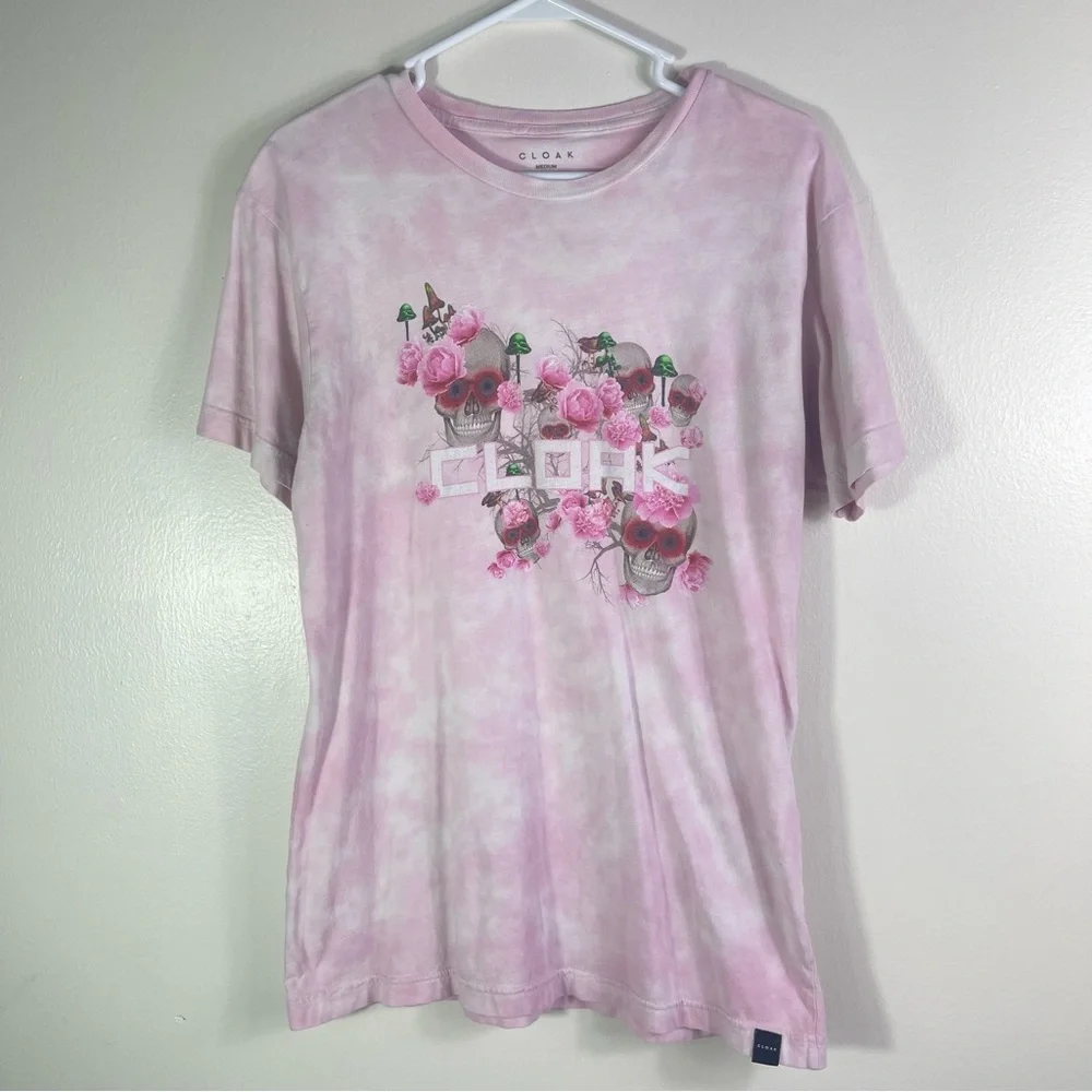 Cloak brand skeleton pink tie dye t-shirt